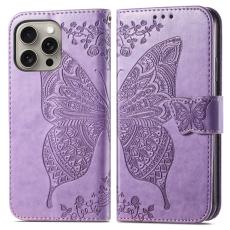  iPhone 16 Pro Max Fodral Med Fj&auml;ril Tryck Lila - Teknikhallen.se
