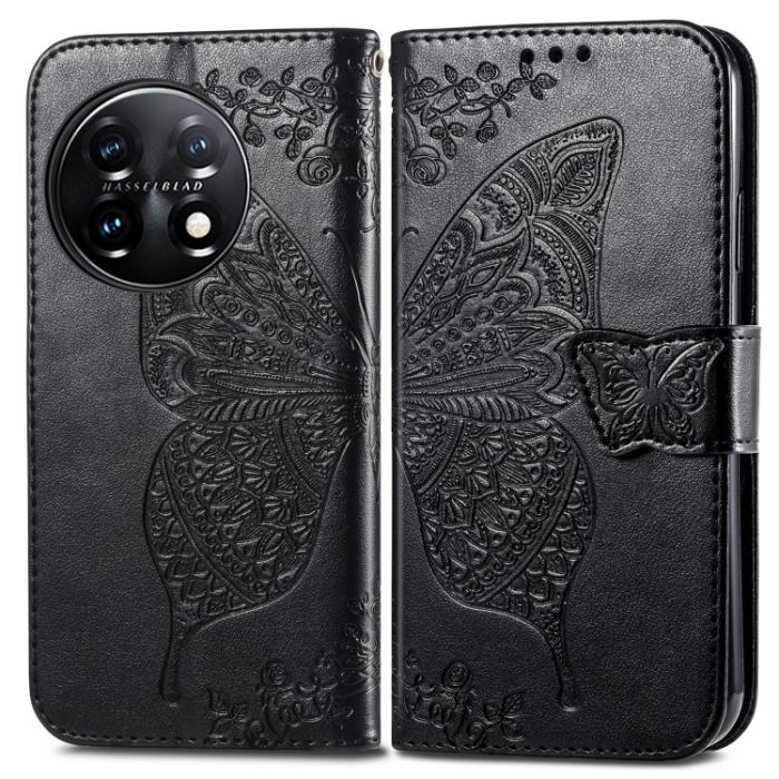 Bild 2,  OnePlus 11 5G Fodral Butterfly Läder Svart - Teknikhallen.se