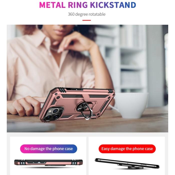 Bild 3,  iPhone 14 Pro Max Skal Shockproof Hybrid Ring Roséguld - Teknikhallen.se