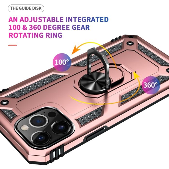 Bild 4,  iPhone 14 Pro Max Skal Shockproof Hybrid Ring Roséguld - Teknikhallen.se
