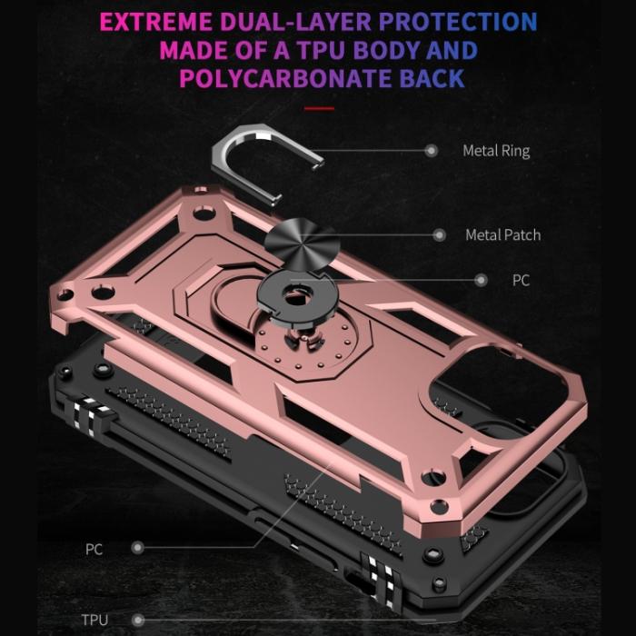 Bild 5,  iPhone 14 Pro Max Skal Shockproof Hybrid Ring Roséguld - Teknikhallen.se