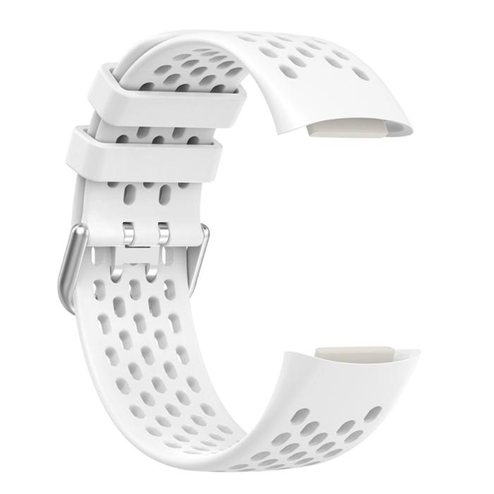 Bild 4,  Fitbit Charge 6 / 5 Armband Silikon Ihåligt Vit - Teknikhallen.se