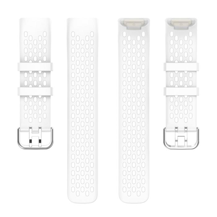 Bild 5,  Fitbit Charge 6 / 5 Armband Silikon Ihåligt Vit - Teknikhallen.se