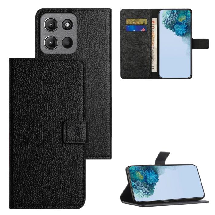 Bild 4,  Motorola Moto G86 Power/G86 5G Fodral Litchi Läder Svart - Teknikhallen.se