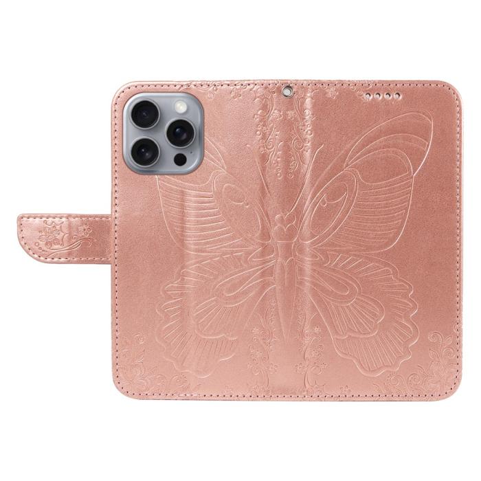 Bild 2,  iPhone 16 Pro Max Fodral Fjäril Tryck Roséguld - Teknikhallen.se