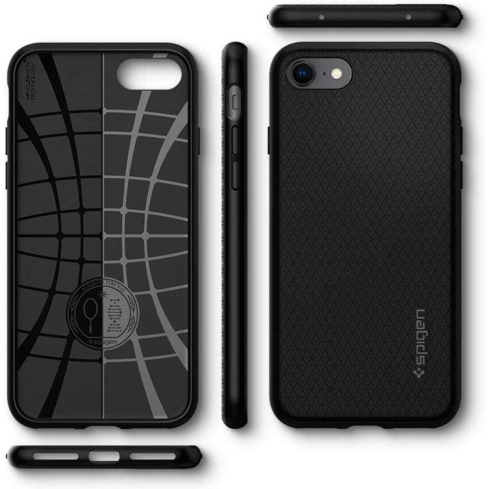 Bild 2, Spigen Spigen iPhone 7/8/SE Skal Liquid Air Svart - Teknikhallen.se