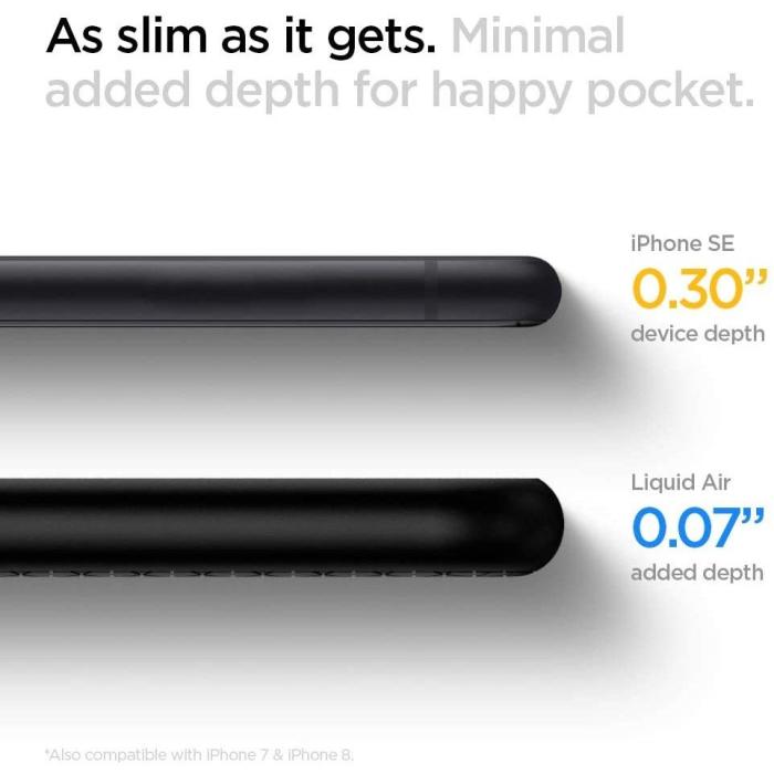 Bild 3, Spigen Spigen iPhone 7/8/SE Skal Liquid Air Svart - Teknikhallen.se