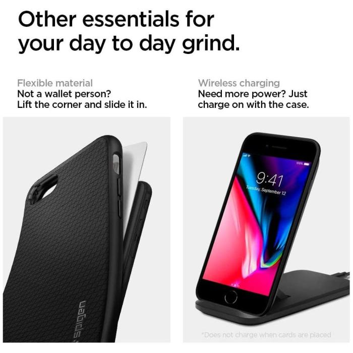 Bild 5, Spigen Spigen iPhone 7/8/SE Skal Liquid Air Svart - Teknikhallen.se