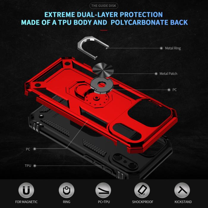 Bild 2,  iPhone 17 Pro Skal Shockproof Hybrid Ring Röd - Teknikhallen.se