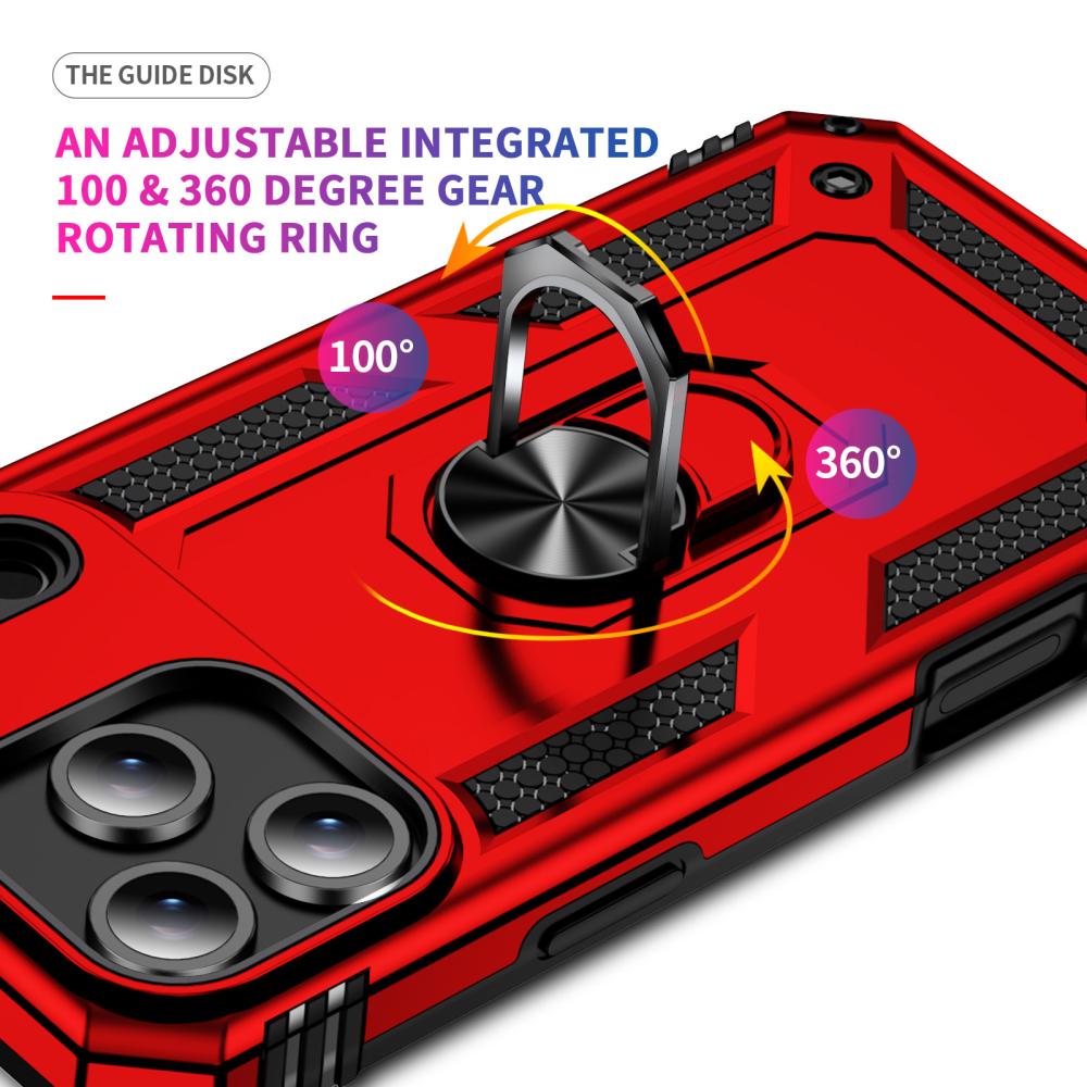  iPhone 17 Pro Skal Shockproof Hybrid Ring Röd - Teknikhallen.se