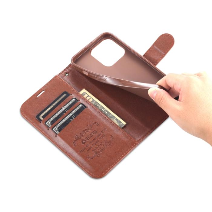 Bild 6, AZNS AZNS iPhone 14 Pro Fodral Läder Brun - Teknikhallen.se