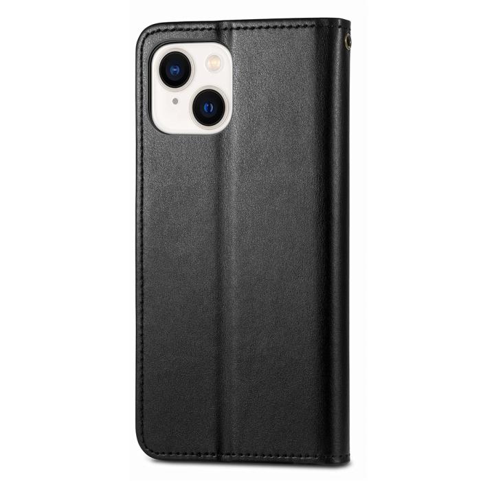 Bild 6,  iPhone 15 Plus Fodral Läder Magnetisk Mässing Svart - Teknikhallen.se