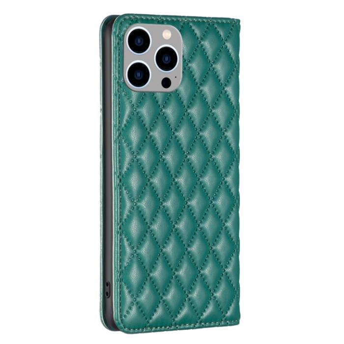 Bild 3, BINFEN BINFEN iPhone 15 Pro Max Fodral Diamond Flip Läder Grön - Teknikhallen.se
