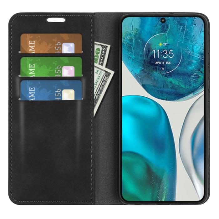 Bild 4,  Motorola Moto G52/G82 Fodral Flip Retro Läder Svart - Teknikhallen.se