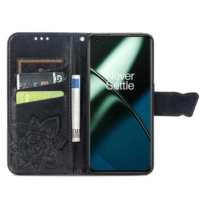Bild 3,  OnePlus 11 5G Fodral Butterfly Läder Svart - Teknikhallen.se