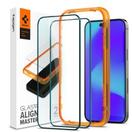 Spigen Spigen iPhone 14 Pro Max 2-PACK ALM Heltäckande Skärmskydd Härdat Glas - Teknikhallen.se