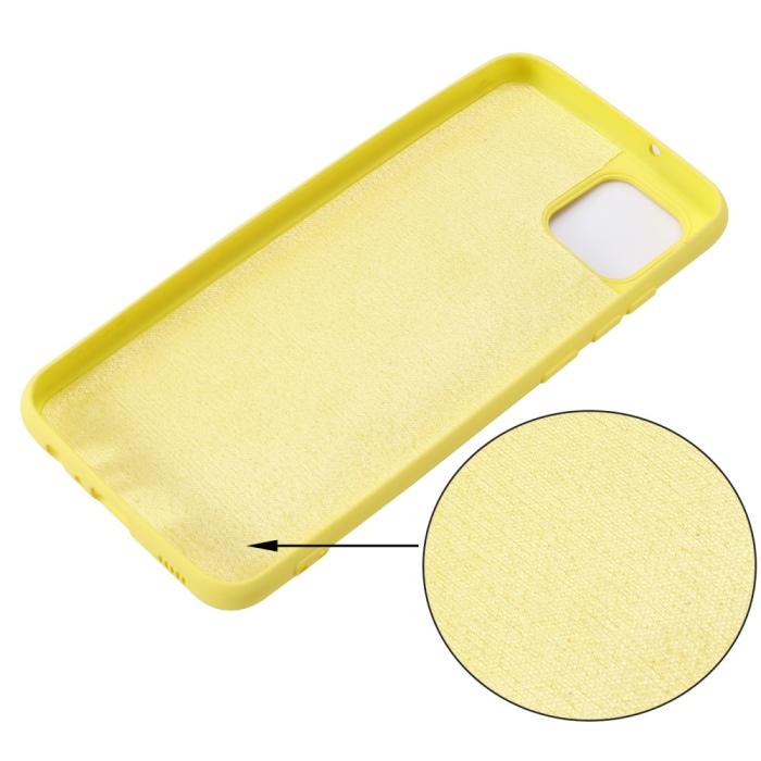 Bild 3,  Samsung Galaxy A03 Skal Liquid Silikon Med Strap Gul - Teknikhallen.se