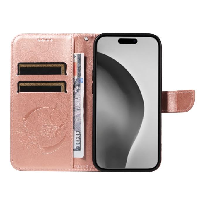 Bild 3,  iPhone 16 Pro Max Fodral Fjäril Tryck Roséguld - Teknikhallen.se