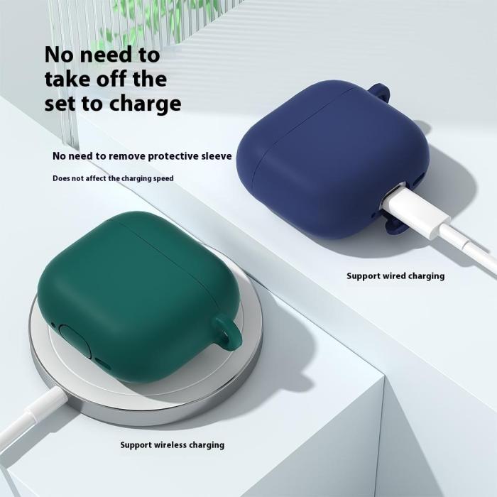 Bild 4,  AirPods 4 Skal Med Karbinhake Silikon Vit - Teknikhallen.se