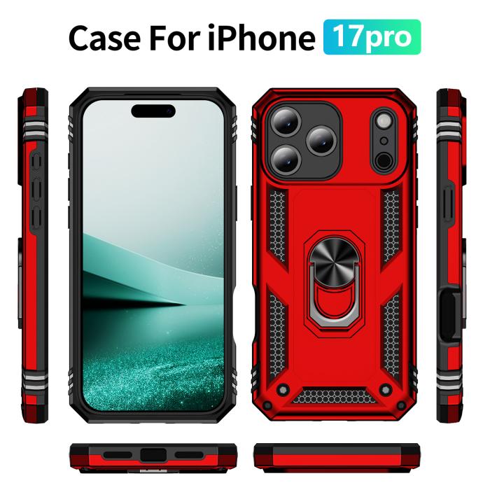 Bild 5,  iPhone 17 Pro Skal Shockproof Hybrid Ring Röd - Teknikhallen.se