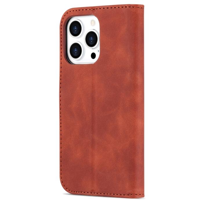Bild 3, AZNS AZNS iPhone 14 Pro Fodral Läder Brun - Teknikhallen.se