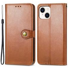  iPhone 15 Plus Fodral L&auml;der Magnetisk M&auml;ssing Brun - Teknikhallen.se