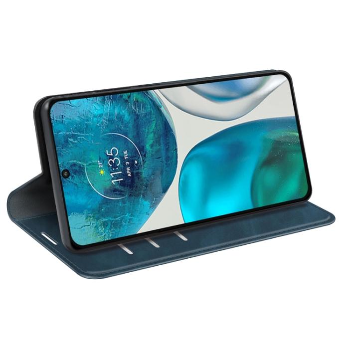 Bild 5,  Motorola Moto G52/G82 Fodral Flip Retro Läder Mörk Blå - Teknikhallen.se