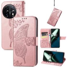  OnePlus 11 5G Fodral Butterfly L&auml;der Ros&eacute;guld - Teknikhallen.se