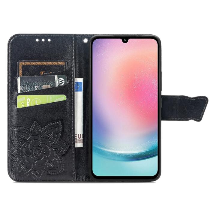 Bild 2,  Samsung Galaxy A25 5G Fodral Läder Big Butterfly Svart - Teknikhallen.se
