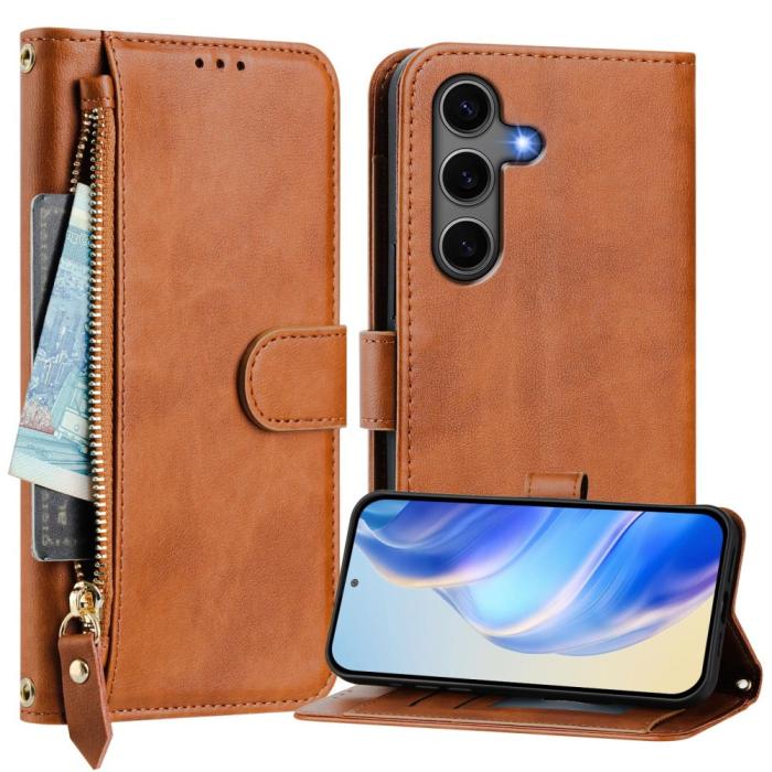 Bild 2,  Samsung Galaxy S25 Plus Fodral Multifunktionell Läder Brun - Teknikhallen.se