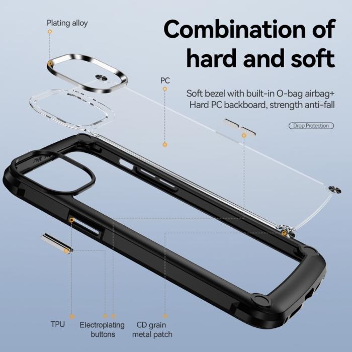 Bild 6,  iPhone 15 Pro Skal Shockproof Hybrid Armor Svart - Teknikhallen.se