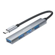 ESSAGER ESSAGER USB-C Hub 4x USB-A 2.0 Portar Aluminium Gr&aring; - Teknikhallen.se