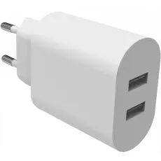 Smartline Smartline V&auml;ggladdare 2x USB-A 4.8A Vit - Teknikhallen.se