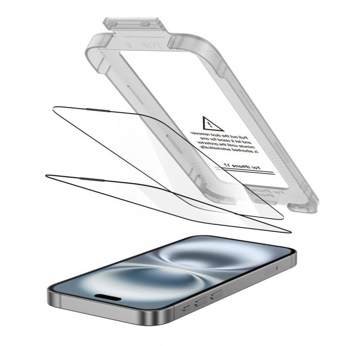 Bild 2, Tech-Protect Tech-Protect iPhone 17 2-PACK Skärmskydd Quick Set+ Svart - Teknikhallen.se