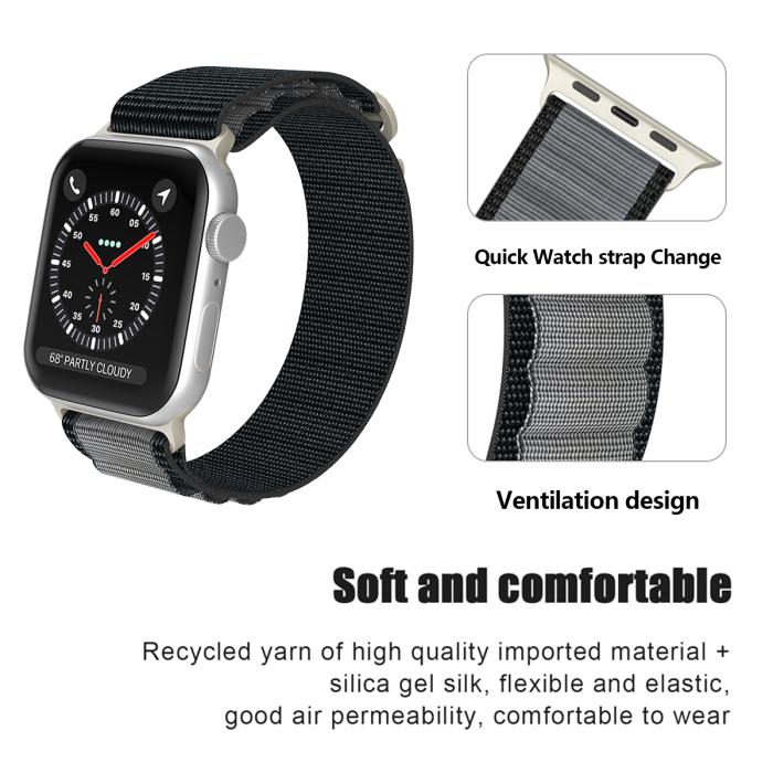 Bild 5, ColorPop Apple Watch 38/40/41/42 mm Armband Alpine Pro Loop Svart/Grå - Teknikhallen.se