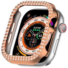  Apple Watch 10 42 mm Skal Rhinestone Ros&eacute;guld - Teknikhallen.se