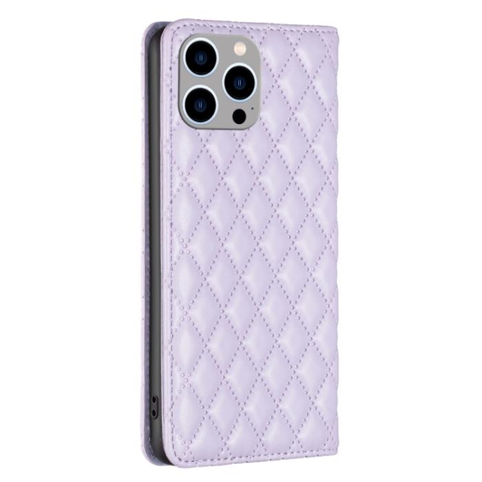 Bild 3, BINFEN BINFEN iPhone 15 Pro Max Fodral Diamond Flip Läder Lila - Teknikhallen.se