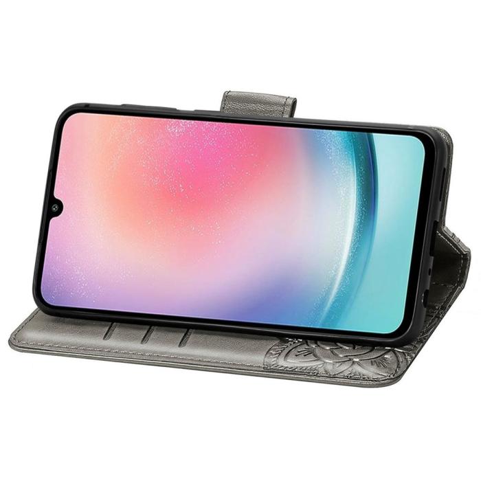 Bild 3,  Samsung Galaxy A25 5G Fodral Läder Big Butterfly Grå - Teknikhallen.se