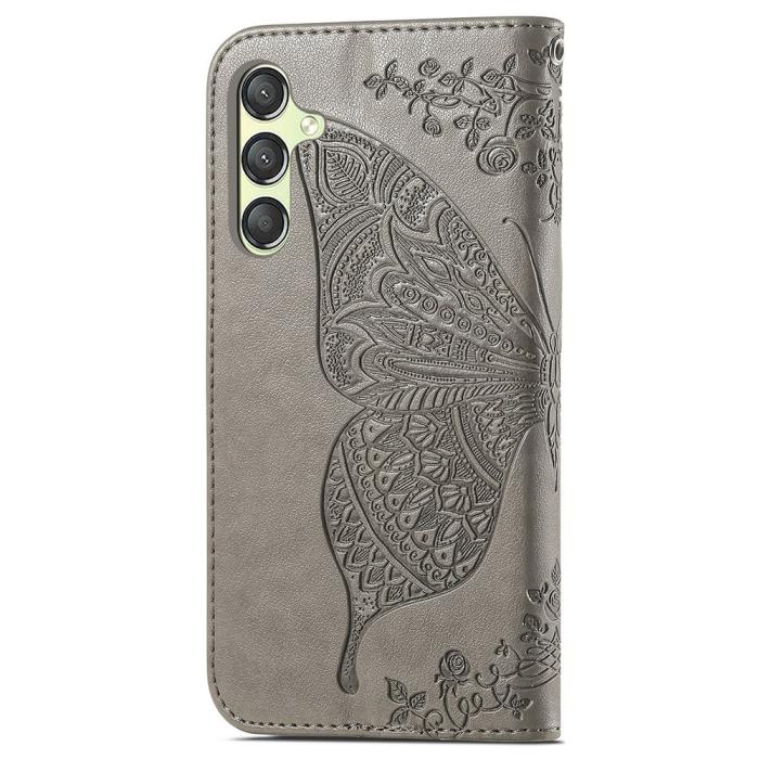 Bild 4,  Samsung Galaxy A25 5G Fodral Läder Big Butterfly Grå - Teknikhallen.se