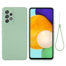  Samsung Galaxy A53 5G Skal Liquid Silikon Med Strap Gr&ouml;n - Teknikhallen.se