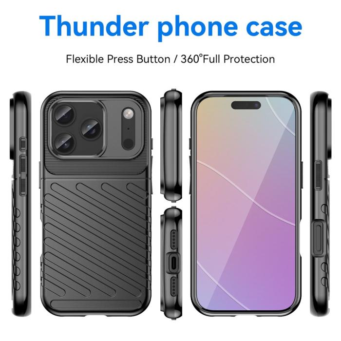 Bild 3,  iPhone 18 Pro / 17 Pro Skal TPU Vävt Mönster Svart - Teknikhallen.se