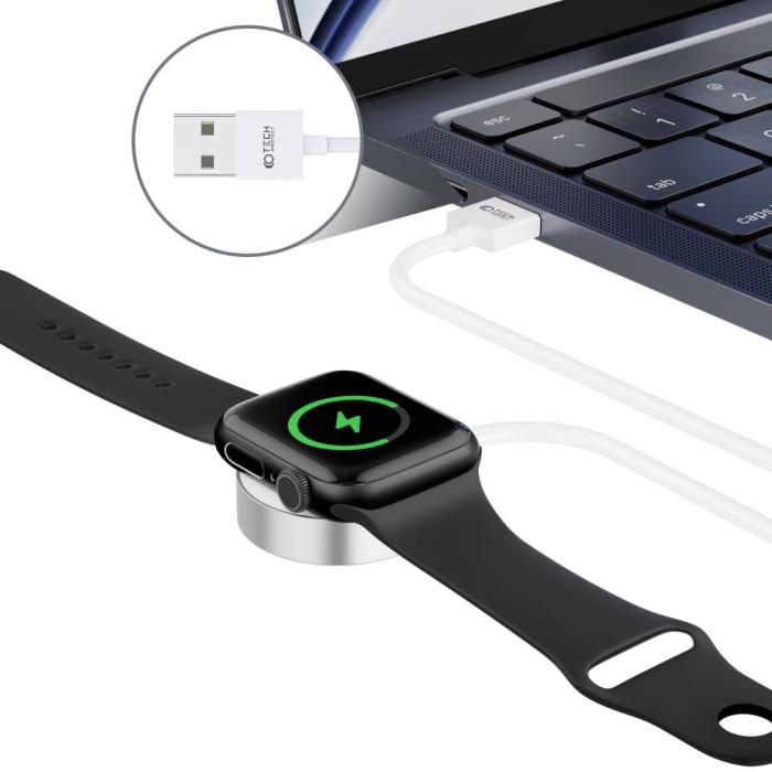 Bild 4, Tech-Protect Tech-Protect 1.2m Trådlös Laddare För Apple Watch Vit - Teknikhallen.se