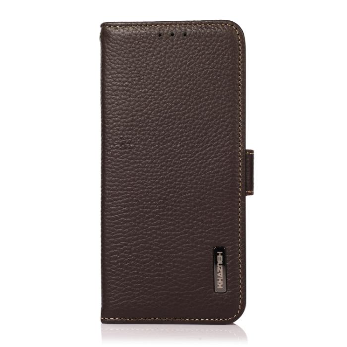 Bild 2, KHAZNEH KHAZNEH Samsung Galaxy S21 FE Fodral RFID Litchi Äkta Läder Brun - Teknikhallen.se