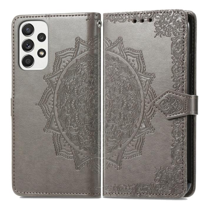 Bild 2,  Samsung Galaxy A33 5G Fodral Mandala Läder Grå - Teknikhallen.se