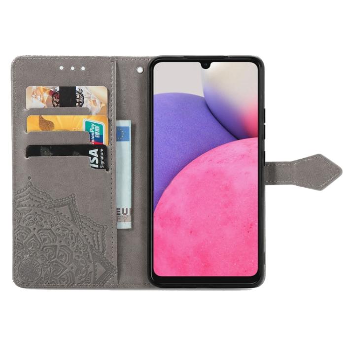 Bild 3,  Samsung Galaxy A33 5G Fodral Mandala Läder Grå - Teknikhallen.se