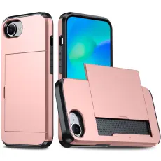 iPhone 17e / 16e Skal Hybrid Med Kortfack Ros&eacute;guld - Teknikhallen.se