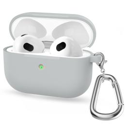  AirPods 3 Skal Silikon Med Krok Ljus Grå - Teknikhallen.se