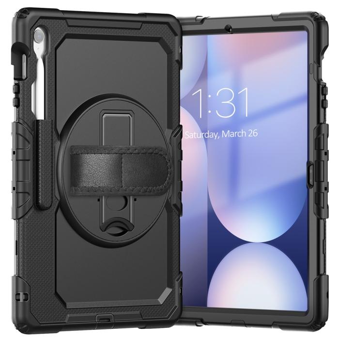 Bild 3,  Galaxy Tab S10 FE Plus Skal 360 Shockproof Hybrid Kickstand Svart - Teknikhallen.se