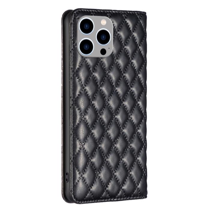 Bild 3, BINFEN BINFEN iPhone 15 Pro Max Fodral Diamond Flip Läder Svart - Teknikhallen.se