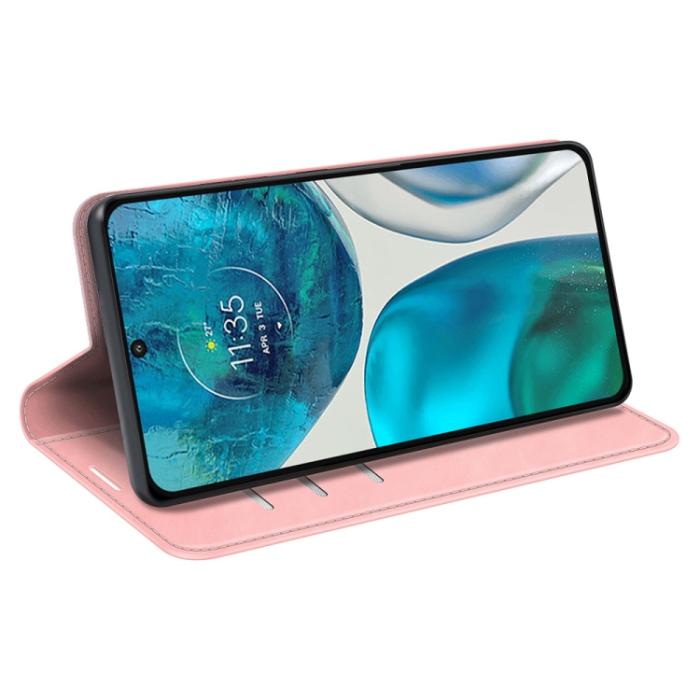 Bild 5,  Motorola Moto G52/G82 Fodral Flip Retro Läder Rosa - Teknikhallen.se